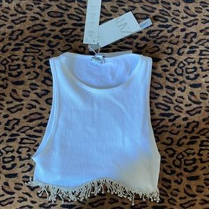 ZARA SEAMLESS RHINESTONE HEM CROP TANK SIZE XS/S NWT
